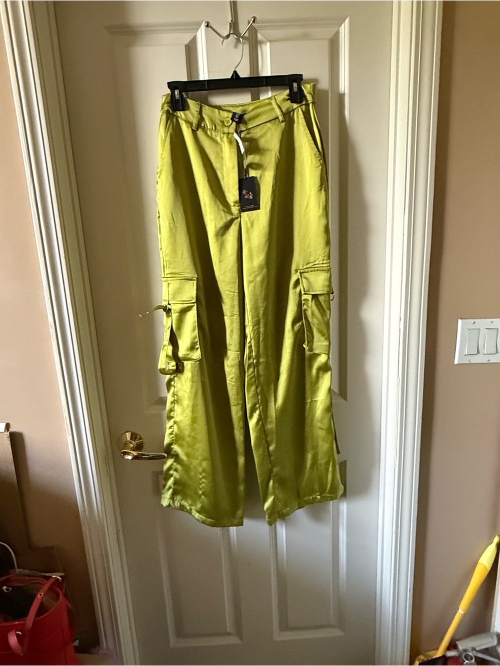 Sincerely Jules Lime Green Satin Pants - Picture 2 of 8